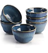 Peohud 6 Pack Small Dessert Bowls, 8 Ounce Bouillon Cups, Porcelain Pinch Bowl Ramekins for Desse...