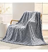 SUPRYNEX Silver Gray Checkered Fleece Throw Blanket for Couch, Super Soft Cozy Blanket for Home D...