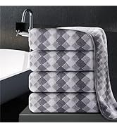 4 Piece Bath Towel Gray Oversized Bath Sheet 35"x70" Bathroom Towel Extra Large Bath Towel Set So...