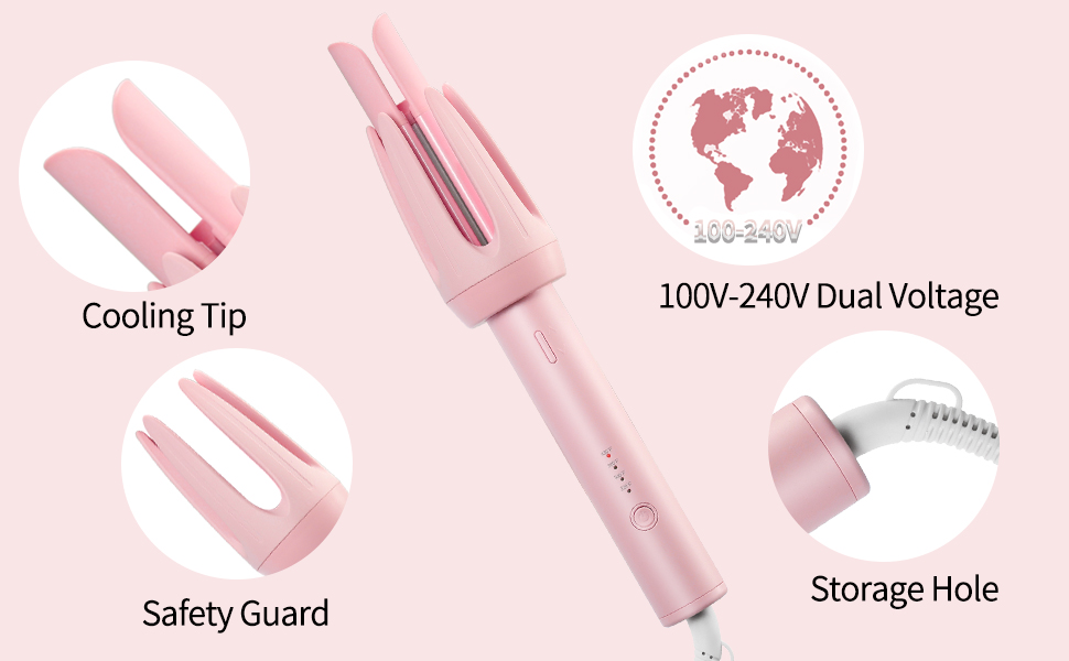 Features anti-scald protection, storage slot, and universal voltage.