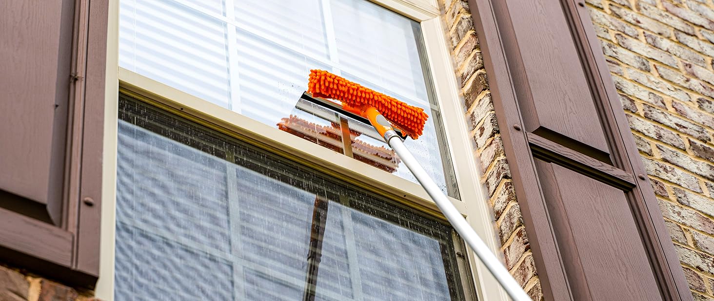 Window washing kit squeegee with extension pole