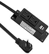 Power Strip with USB, BTU Desktop Power Outlet with 2 AC Outlets, 2 USB Ports, 6.56ft Extension C...