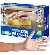 HD PROTECT Disposable Plastic Gloves 1200 Pack – Food Safe, BPA &amp; Latex-Free HDPE Gloves for Cook...