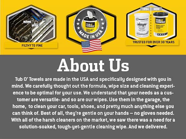 Filthy to Fine. Made in USA. Trusted for over 30 Years. About Us.
