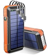 DJKK Solar Power Bank Wireless Charger 52800mAh Built in 4 Cables and LED Camping Lights 22.5W Fa...