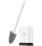 Sellemer Toilet Brush and Holder Set for Bathroom, Flexible Toilet Bowl Brush Head with Silicone ...