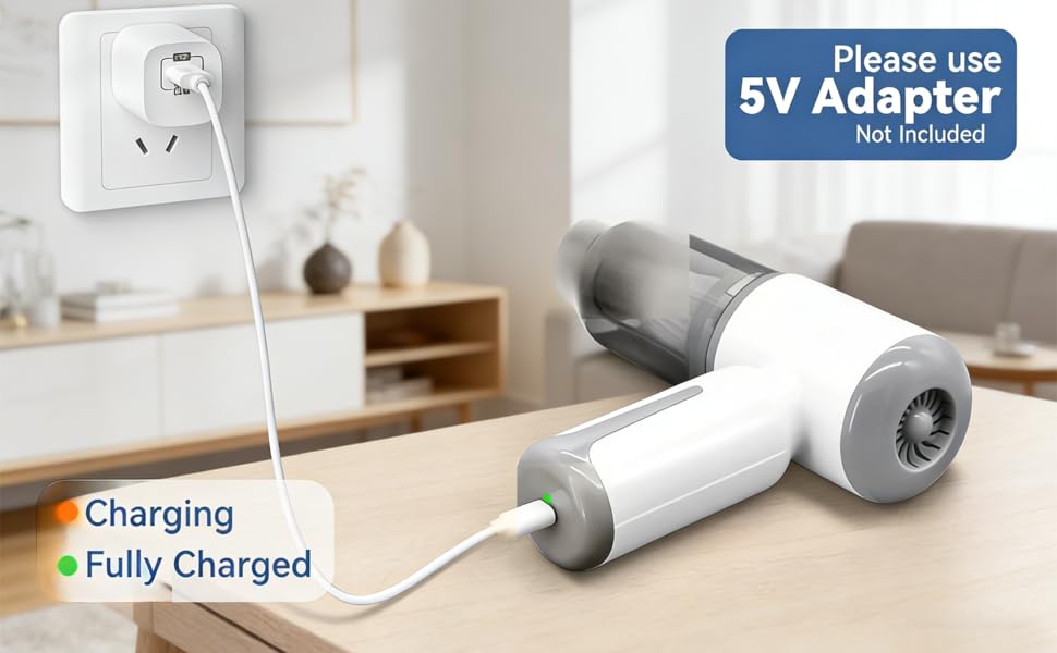 use 5V/2A to recharge the vacumn