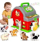 Aigybobo Montessori Toddler Toys for 1 2 3 Year Old Gifts, Musical Farm Animal Barn Toy for Boys ...