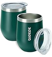 BJPKPK 12oz Insulated Wine Tumbler with Lid 2 Counts, Unbreakable Stainless Steel Wine Glasses, I...