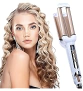 Crimper Hair Iron, Ceramic Hair Crimper Hair Waver 3 Barrel Curling Iron 0.6 inch / 16mm Perm Ins...