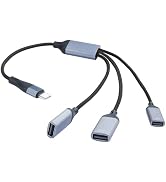 JSADZKJ 3-in-1 Splitter USB-C Cable,USB Type C Male to 3 USB Female Adapter Cable Support Chargin...