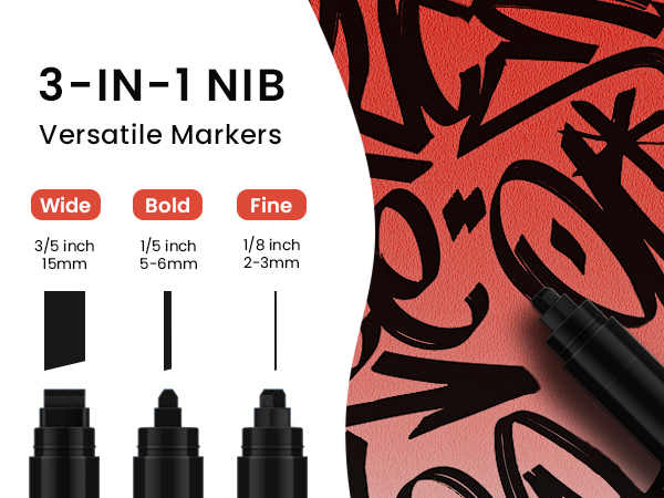 black wide tip markers poster graffiti paint pens