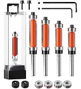 Crosstar 4Pcs Flush Trim Router Bit Set 1/4" Shank, Top &amp; Bottom Bearing | Carbide Template Guide...