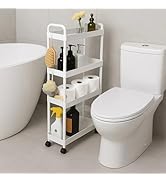 ShellKingdom 4 Tier Bathroom Storage Organizer, Toilet Paper Storage Holder, Slim Rolling Storage...