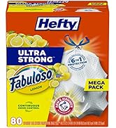 Hefty Ultra Strong Tall Kitchen Trash Bags, Fabuloso Lemon Scent, 13 Gallon, 80 Count