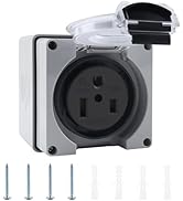 Newdeli 50 amp Power Outlet Box NEMA 6-50R Receptacle 250V Weatherproof Dustproof Outdoor Recepta...