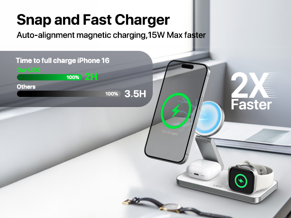 foldable 3 in 1 magnetic wireless charger