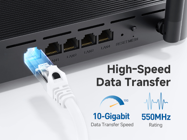 High-performance Cat6 network cable for LAN connections and internet