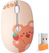 FMOUSE Cute Wireless Mouse, Silent Dual Mode Bluetooth Mice for Laptop, iPad, Comupter, Tablet wi...