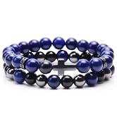 GDLKPYHS Cross Bracelet for Men - Black Obsidian Hematite Tiger Eye Triple Protection Bracelet Se...
