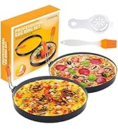 Stainless Steel Non-stick 8 Inch Omelette Ring - 2 Packs, Round Pancake &amp; Muffin Ring with Silico...