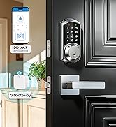 Veise VE06-L Smart Locks with 2 Lever Handle Set, App Control, Keyless Entry Deadbolt for Front D...
