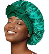 Silk Bonnet for Sleeping Satin Hair Bonnet Double Layer Adjustable Sleep Cap with Elastic Tie Band