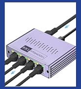 Ethernet Splitter 1 to 4 1000Mbps, LAN Splitter High Speed RJ45 Port Internet Splitter for Cat 5/...