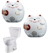 WANSHUNLMI Ceramic Cat Toilet Floor Bolt Caps, Cat Toilet Bolt Caps Cute Bathroom Decor, Fun Gadg...