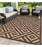 GENIMO Outdoor Rug for Patio Clearance, 6'x9' Waterproof Camping Mat, Reversible Plastic Straw Ru...