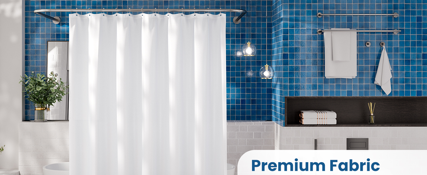 white shower curtain liner bathroom