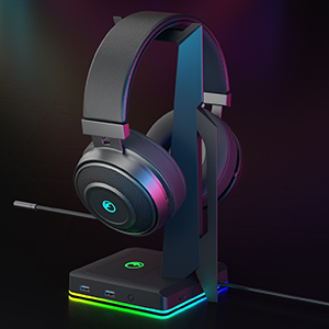 IFYOO RGB Gaming Headset Stand with 2 USB Ports, Game Headphone Mount for PC, Xbox One, PS4, Switch