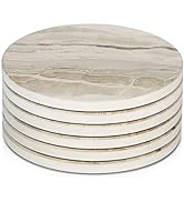 LIFVER Coasters for Drinks, Absorbent Drink Coasters Set 6 Pcs, Absorbent Coasters Set with Cork ...