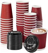 DTFMZOV 30 Pack 8 oz Disposable Coffee Cups with Lids, To Go Coffee Cups with Lids, 3 Layer Insul...
