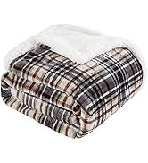 Touchat Sherpa Plaid Throw Blanket, 60" X 70"Fuzzy Fluffy Cozy Soft Blanket, Fleece Flannel Plush...