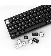 WOB Keycaps 168 Keys, Double Shot PBT Custom Keycap Set, Minimalist Style White on Black Cherry P...