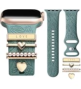 DaQin Flower Engraved Band Compatible with Apple Watch Bands for Women 40mm 38mm 41mm 42mm, Soft ...
