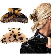 2PCS Hair Claw Banana Clips tortoise Barrettes Celluloid French Design Barrettes celluloid Leopar...