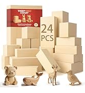 Basswood Carving Blocks 24PCS, Wood Carving Kit for Beginners &amp; Kids, Soft Basswood Whittling Blo...