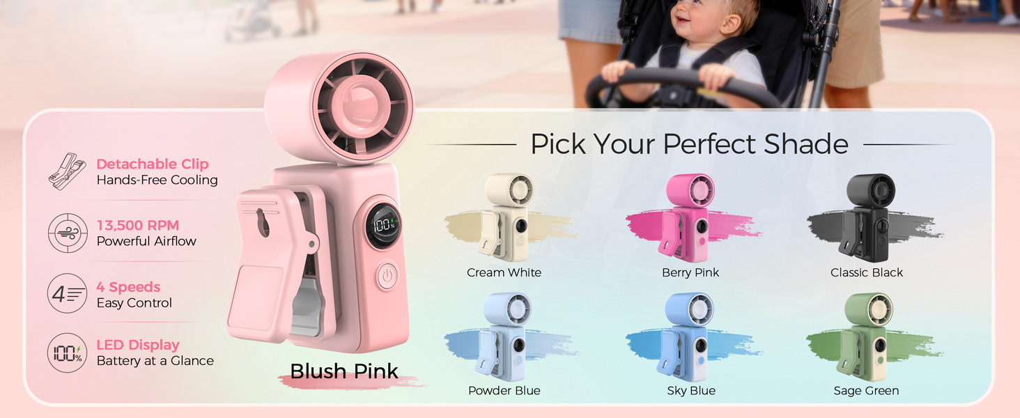 Portable cooling for stroller walks, daily outings, and hands-free comfort
