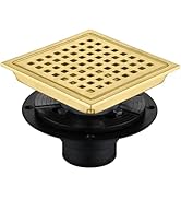 Homfan 6 Inch Square Shower Floor Drain, Brushed Nickel High Flow Shower Drain Kit with Flange wi...