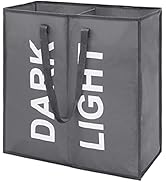 Maxsilan Large Laundry Basket with 2 Compartments, Large Collapisable Laundry Bag, Foldable Laund...