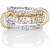 PAVOI 14K Gold Plated Interlocking Ring for Women - Chunky Connected Bands Interlock Stackable Ri...