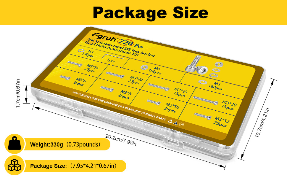 m3 screw kit package size