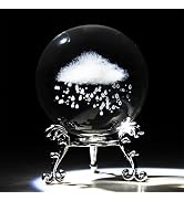 HDCRYSTALGIFTS 60mm/2.3inch 3D Inner Carving Rain Cloud Crystal Ball Paperweight with Silver Base...
