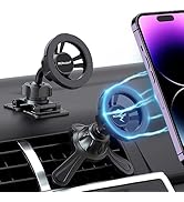 PROfezzion Deluxe Metal Version for MagSafe Car Mount, 2 in 1 Combo Luxury Magnetic Phone Holder ...
