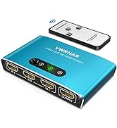 HDMI Switch 3 in 1 Out 4K UHD HDMI Switcher Splitter, Automatic Switch with Remote Metal HDMI Swi...