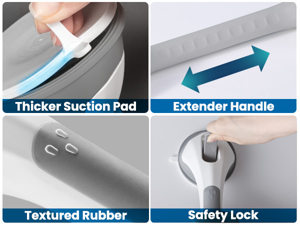 LEVERLOC Grab Bars for Bathtubs and Showers, 17inch Handicap Grab Bars with Two Suction Cup,