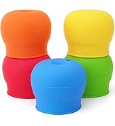 5-Pack Silicone Sippy Straw Cup Lids for Toddlers &amp; Babies, Spill-Proof Design - Stretches to Fit...