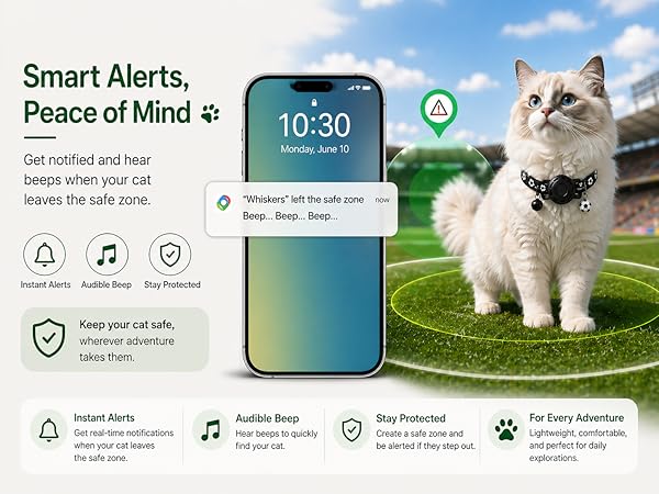 GPS Collar for Cats,Pet Tracker (Android Only) Smart tag